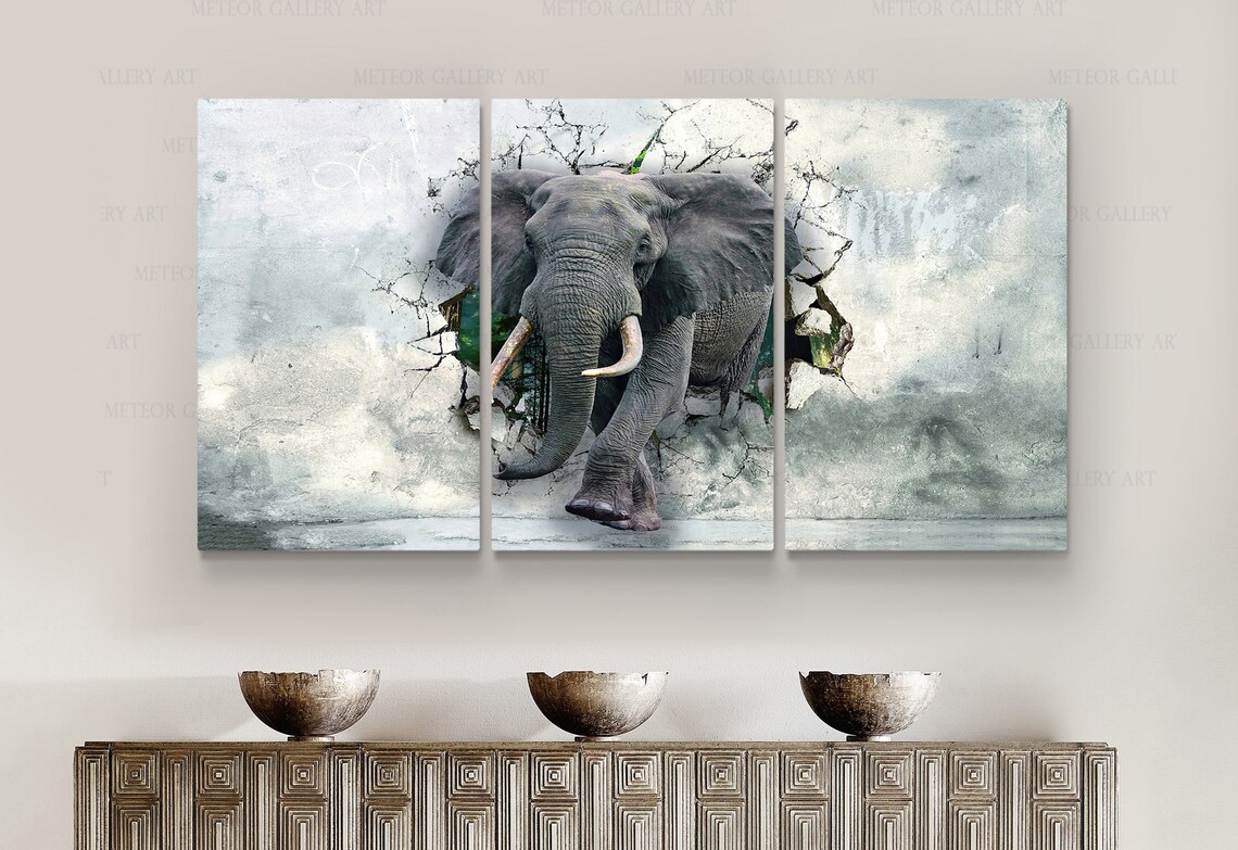 Elephant Wall Art Elephant Canvas Print Wall Decor Elephant Etsy