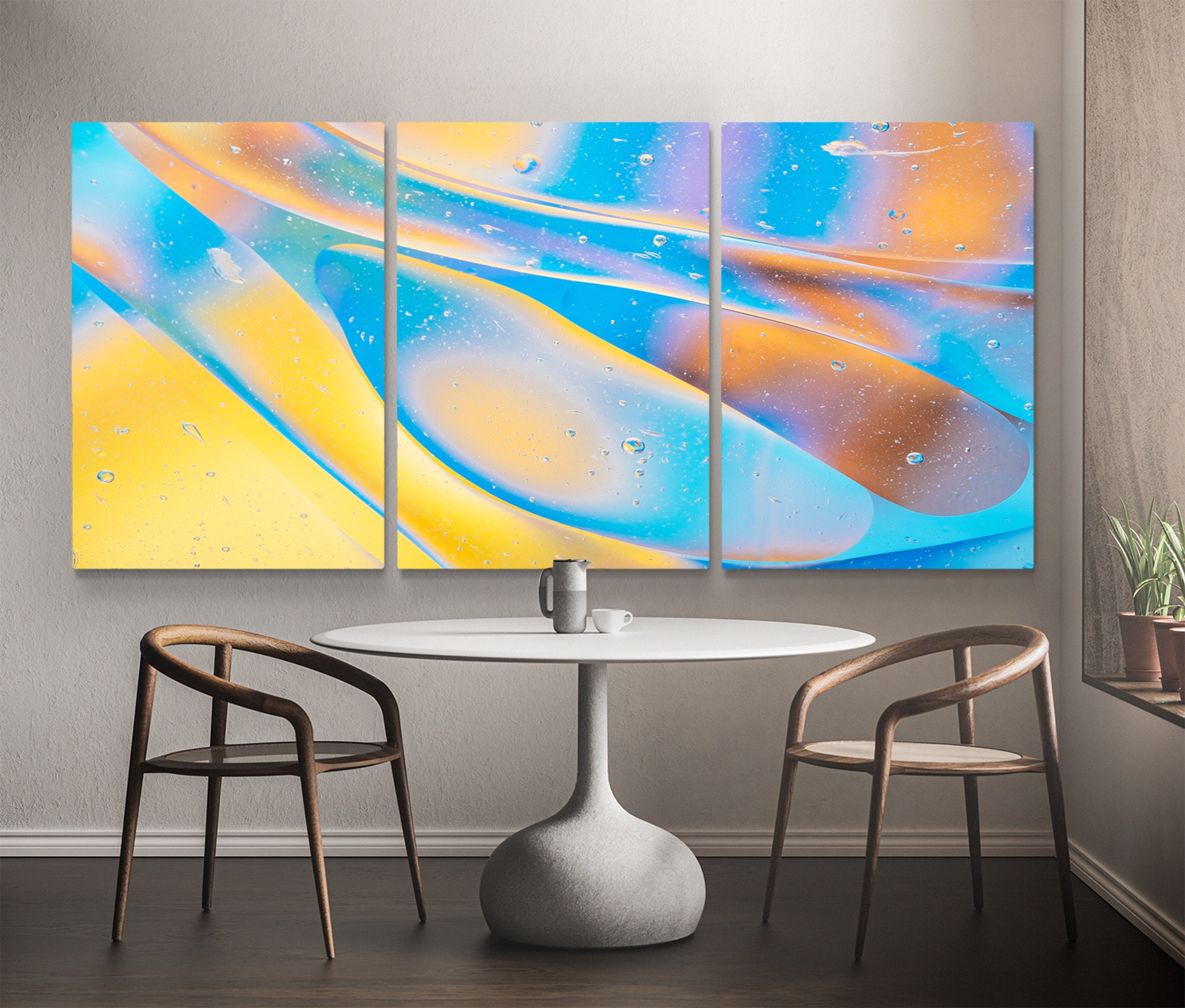Yellow wall decor Abstract Yellow Blue Wall art canvas print Etsy