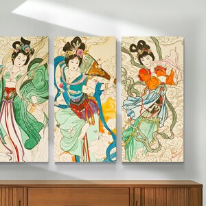 Japanese Woman Wall Art Canvas Print Ethnic Set of 3 | Etsy