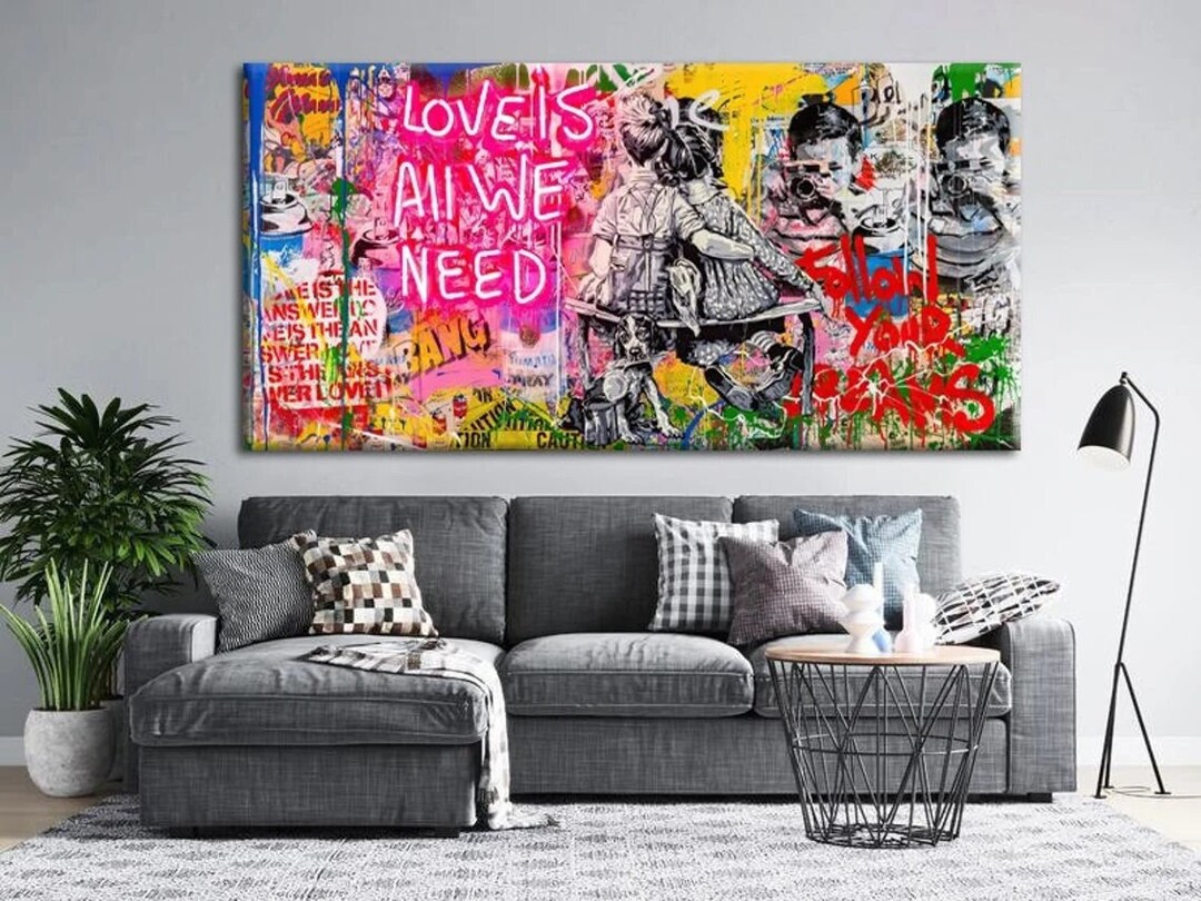 Banksy Art Love is All We Need Canvas Art, Banksy Art Love is All We Need Wall Art, Banksy