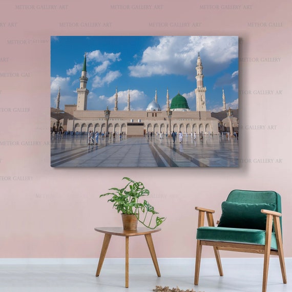 Canvas Painting Islamic Wall Old Kaaba and Makka - Islamic Canvas Printing 80 x 110 cm (31.5 x 43.3 Inches)