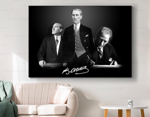 Ataturk Wall Art, Mustafa Kemal - Art, Decor, Ataturk Portrait Ready Poster, Turkish Wall Ataturk Ataturk Canvas Painting to Etsy Hang Art