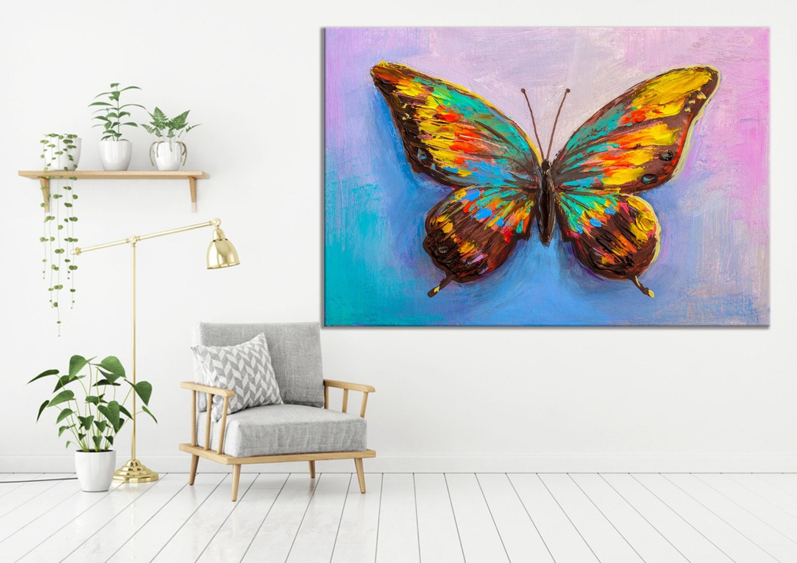 Butterfly Wall Art Colorful Canvas Print Abstract Animal - Etsy