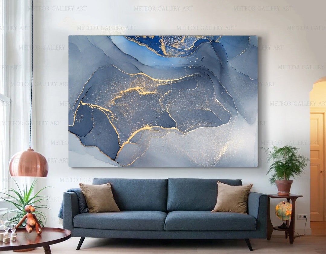 Blue Abstract Wall Art Canvas Print Abstract Art Decor Blue - Etsy