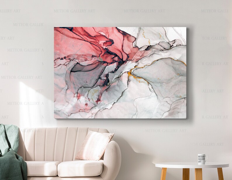 Red and Grey Canvas Art Abstract Wall Art Living Room Decor Etsy