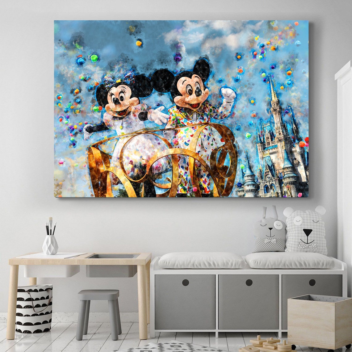 Mickey Mouse Print Minnie and Mickey Mouse Nursery Wall Art Etsy