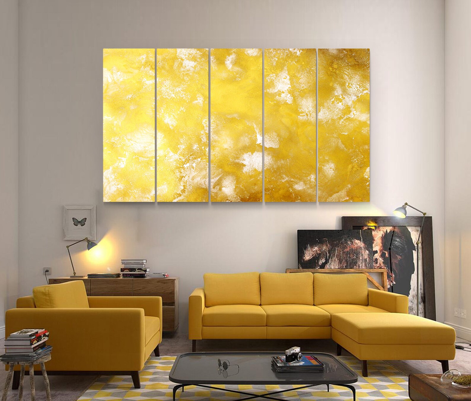 Yellow Abstract Wall Art Canvas Print Yellow Print Abstract Etsy
