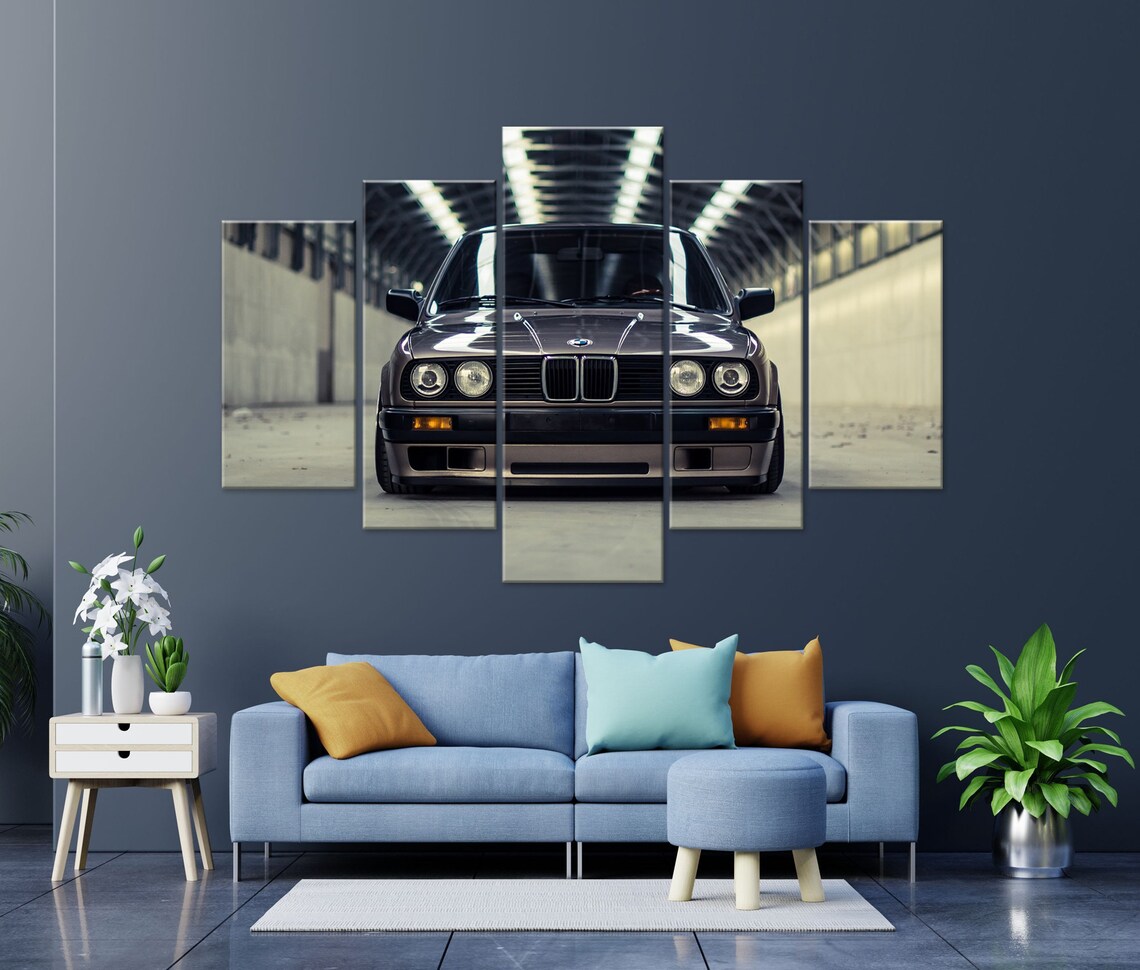 Car Wall Art BMW Canvas Art 5 Panels BMW Wall Art Black BMW Etsy