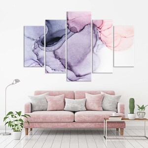 Purple and Pink Wall Art Abstract Canvas Print Living Room - Etsy
