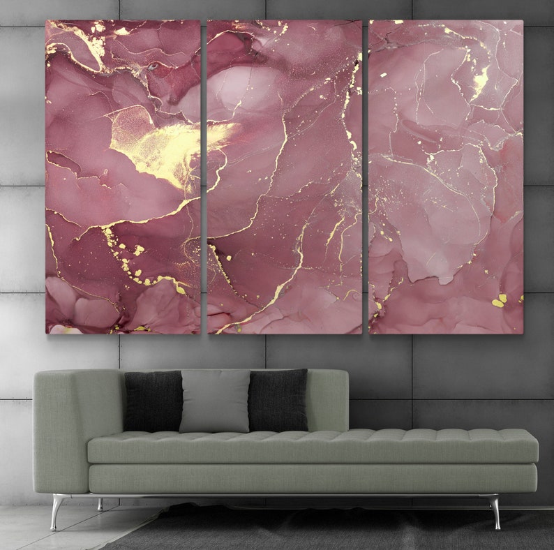 Pink Gold Abstract Canvas Print Abstract Luxury Wall Art Etsy