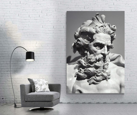 Zeus Large Black White Art Print Minimalist Modern Greek | Etsy