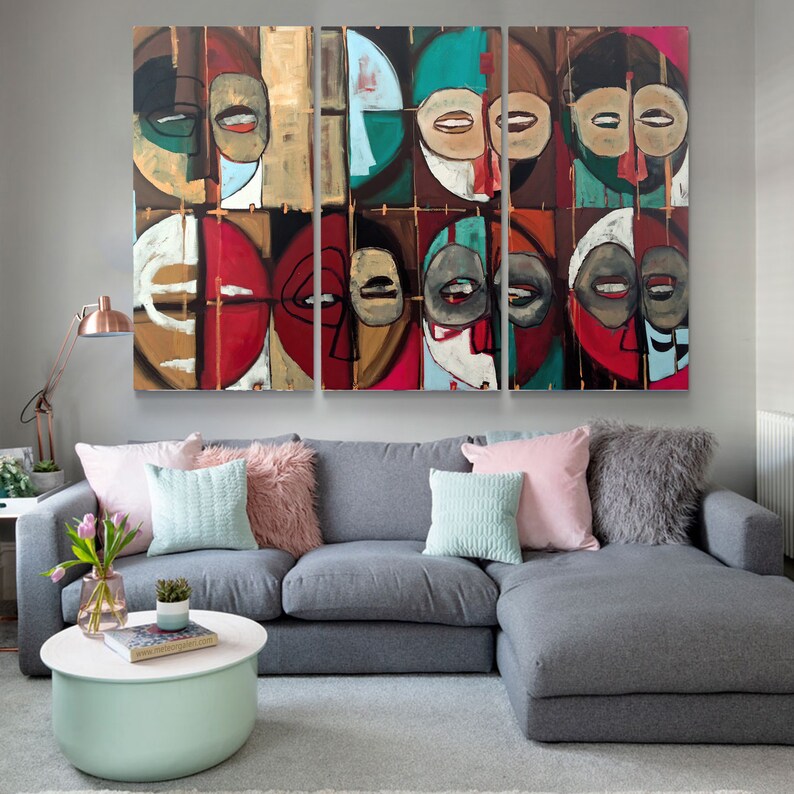 Abstract African Wall Art Canvas Print Colorful African Etsy