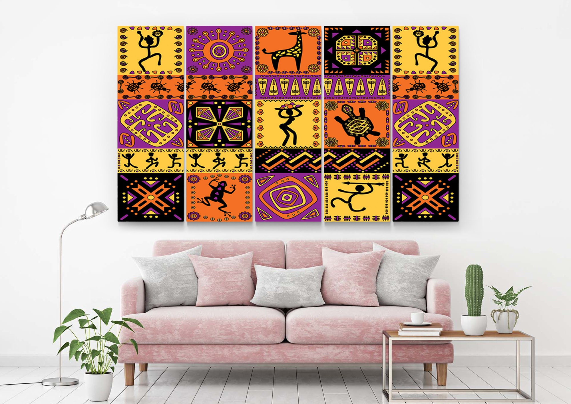Abstract African wall art canvas print Colorful art Painting Etsy
