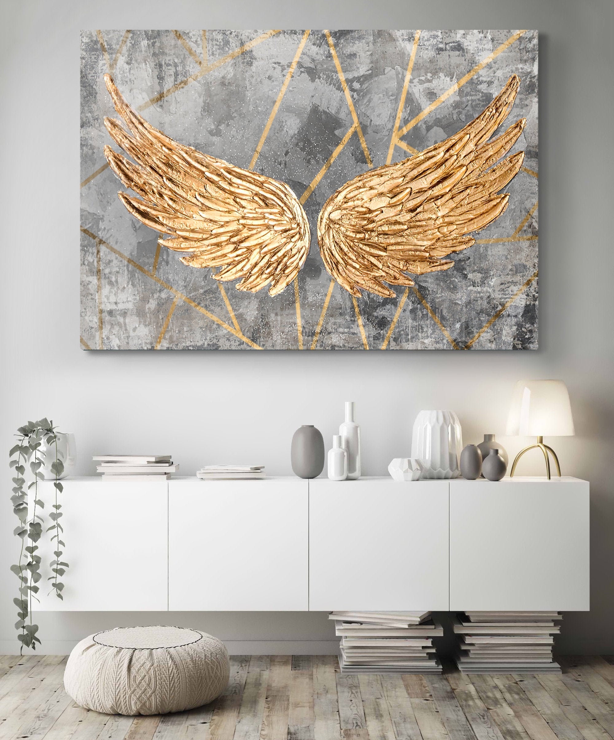 Angel Wings Wall Art Canvas Print Yellow Wings Painting - Etsy Canada
