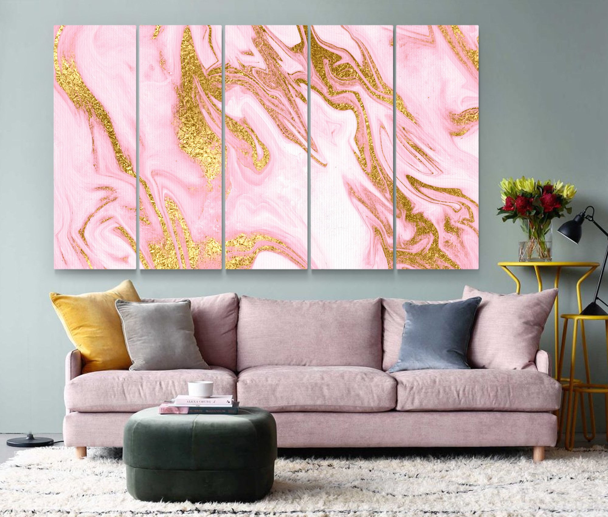 Abstract Pink gold Wall art canvas print Abstract Luxury wall Etsy