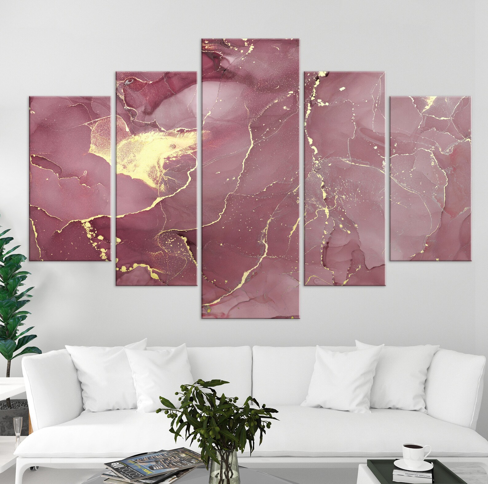 Pink Gold Abstract Canvas Print Abstract Luxury Wall Art Etsy