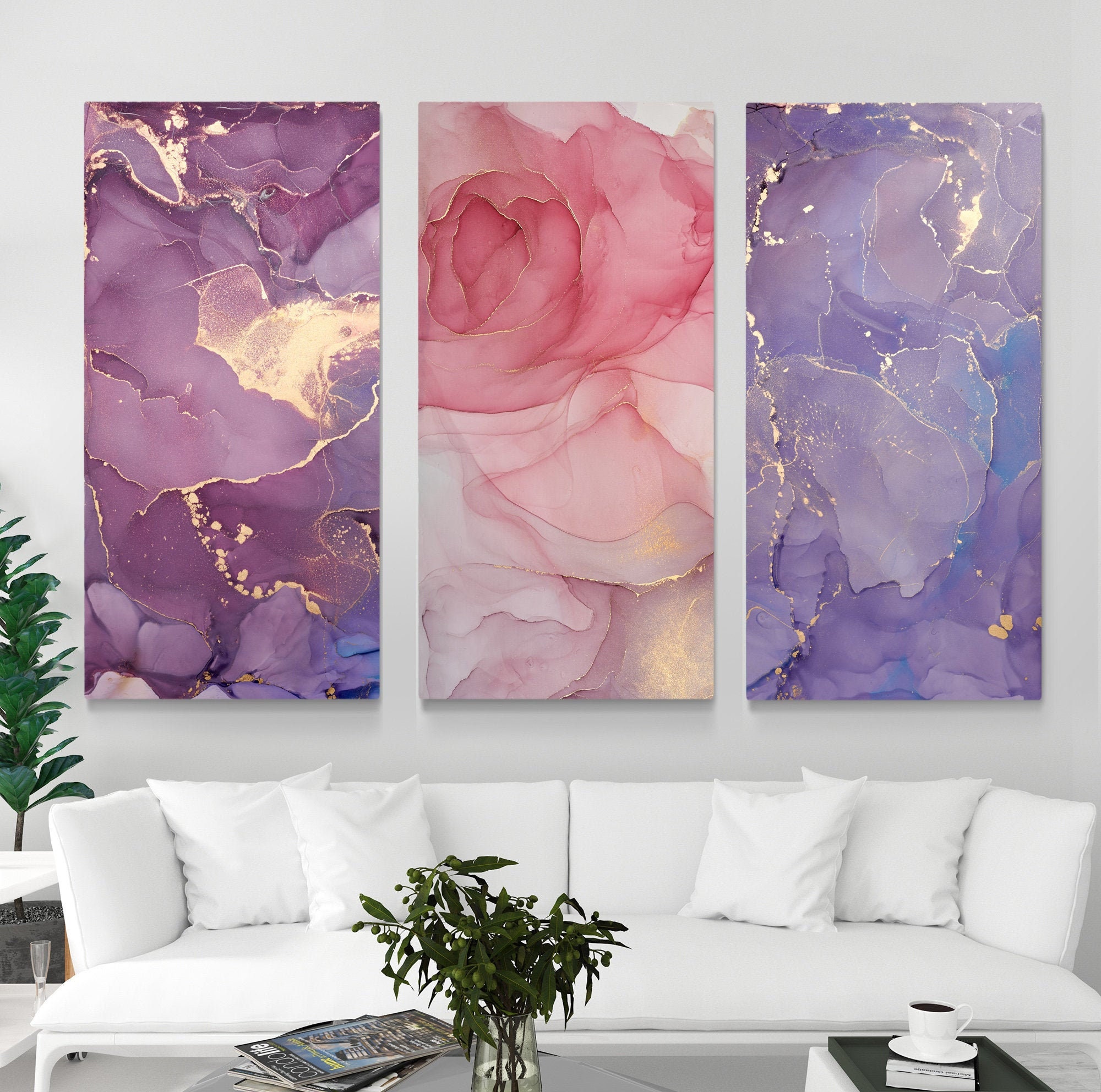 Abstract Wall Art Pink Print Flower Wall art Living Room Etsy