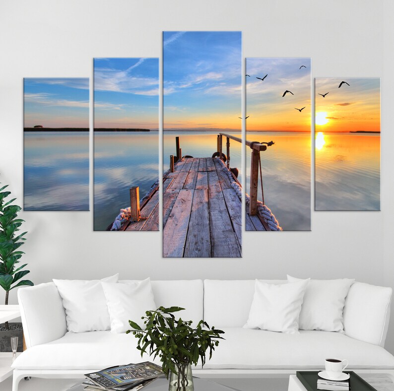 Landscape Wall Art Lake Wall Art Pier Wall Decor Lake Canvas Etsy