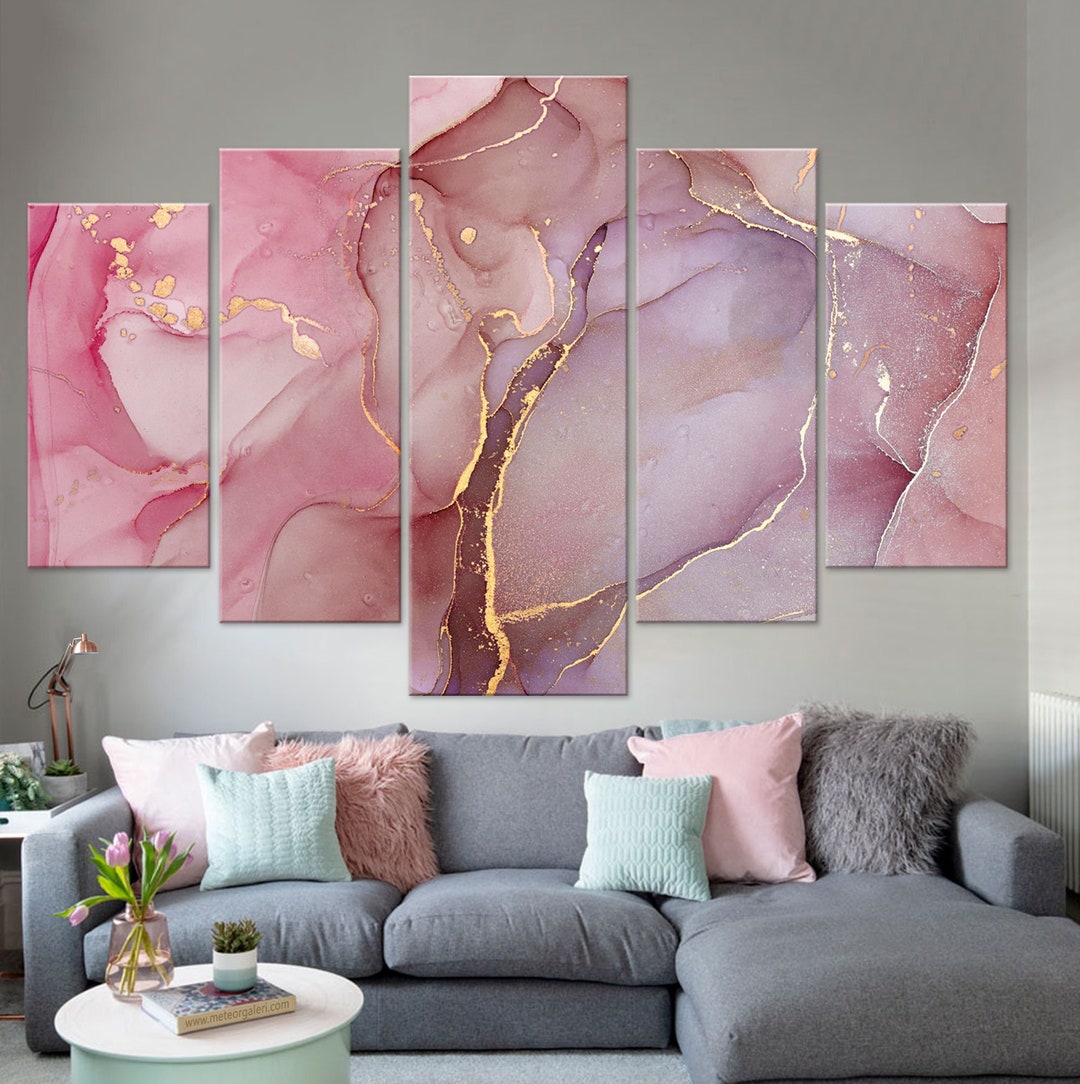 Pink Gold Abstract Canvas Print Abstract Wall Art Pink Art - Etsy UK