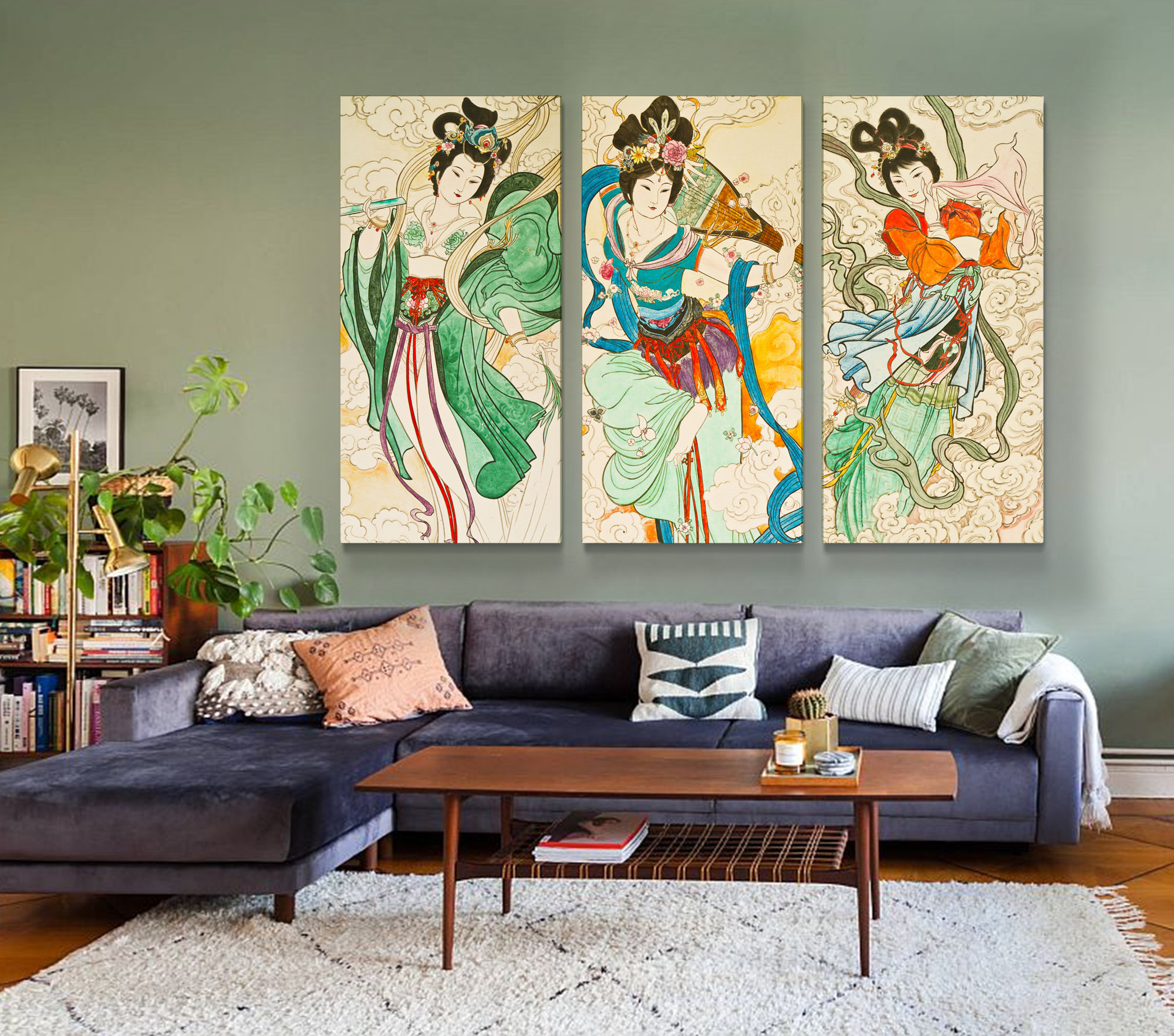 Japanese Woman Wall Art Canvas Print Ethnic Set of 3 - Etsy