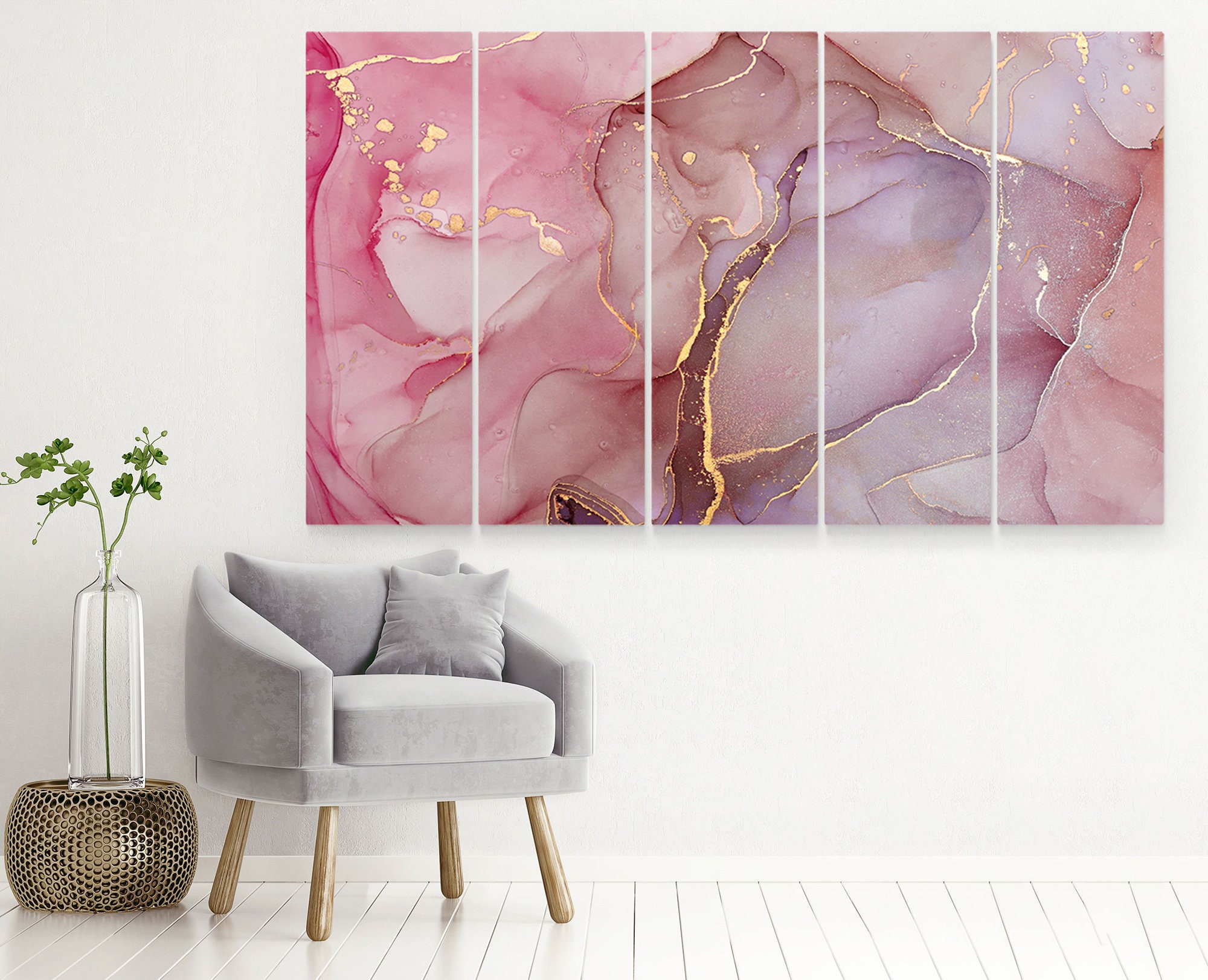 Pink gold abstract canvas print Abstract Luxury wall art Etsy