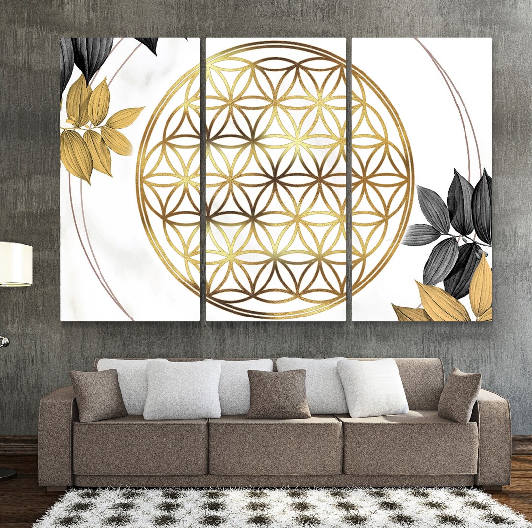 Flower of Life Canvas Wall Art Flower of Life Gold Wall Decor - Etsy
