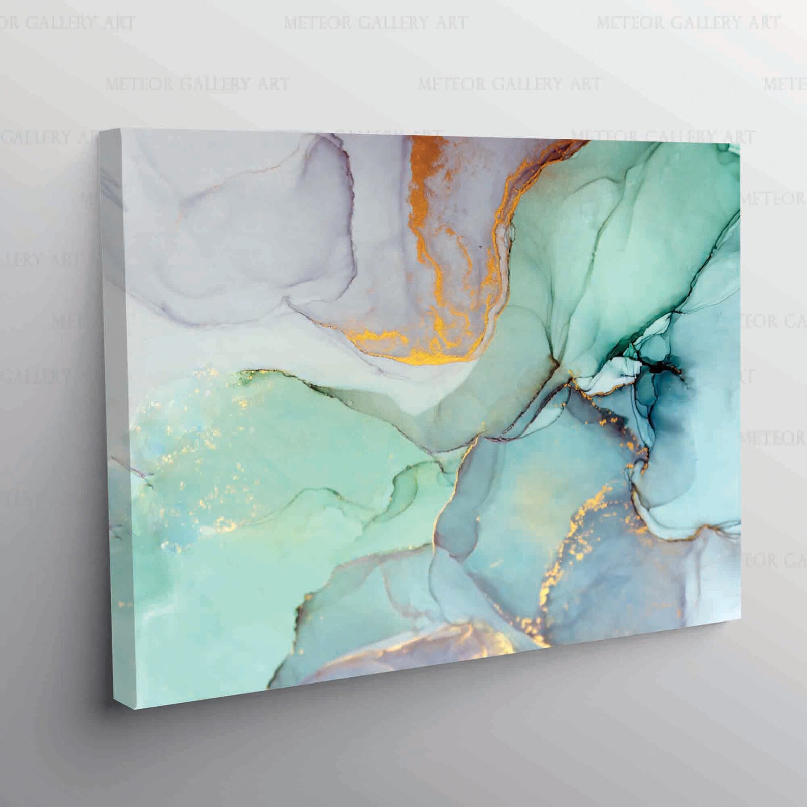 Abstract Wall Art Green and Gold Print Abstract Canvas Etsy