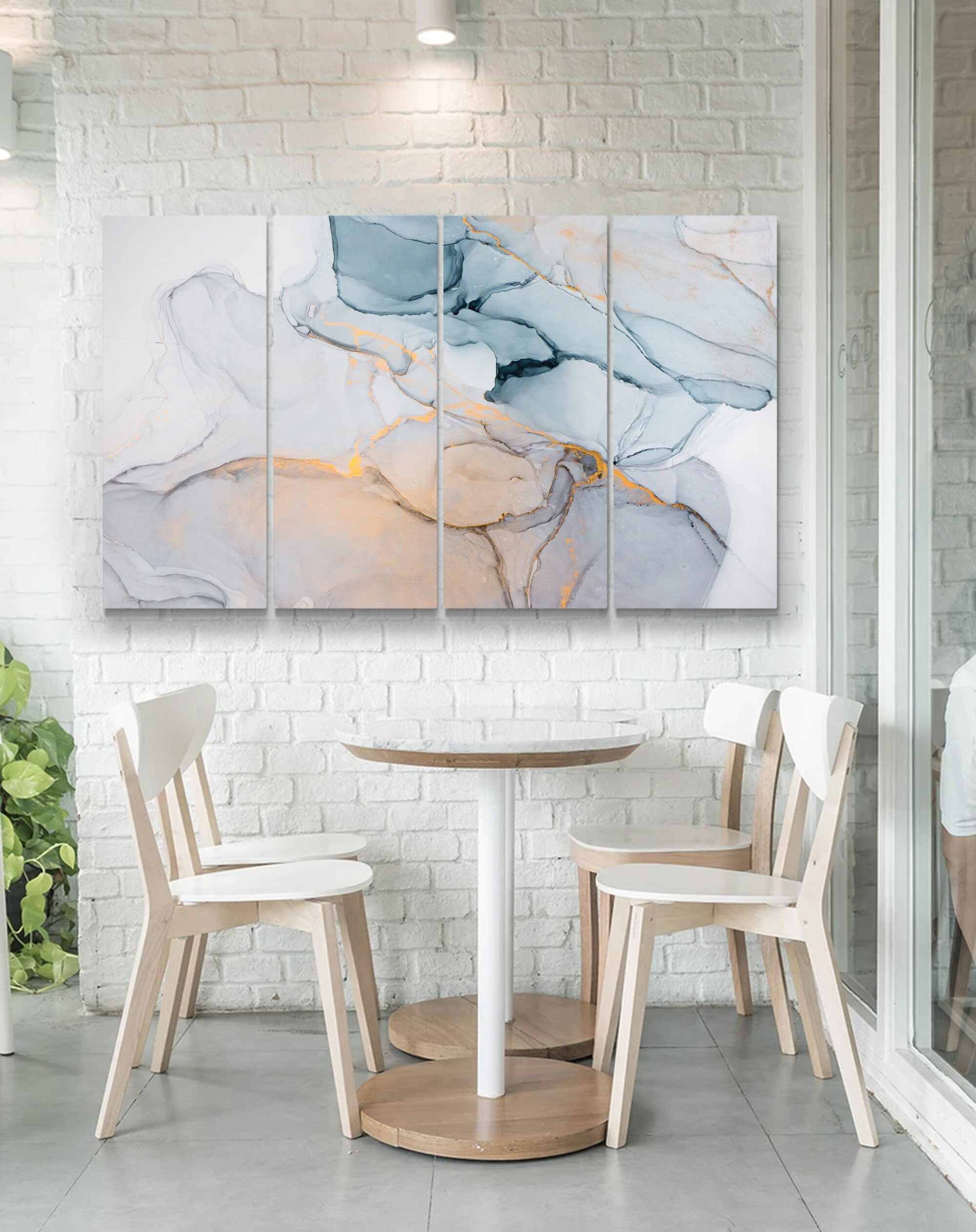 Blue and Grey Wall art Abstract Canvas Print Living Room decor Etsy