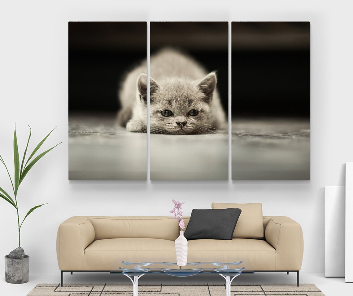 TierWandKunst KatzeWandKunst Katze Leinwand Poster Kind Etsy