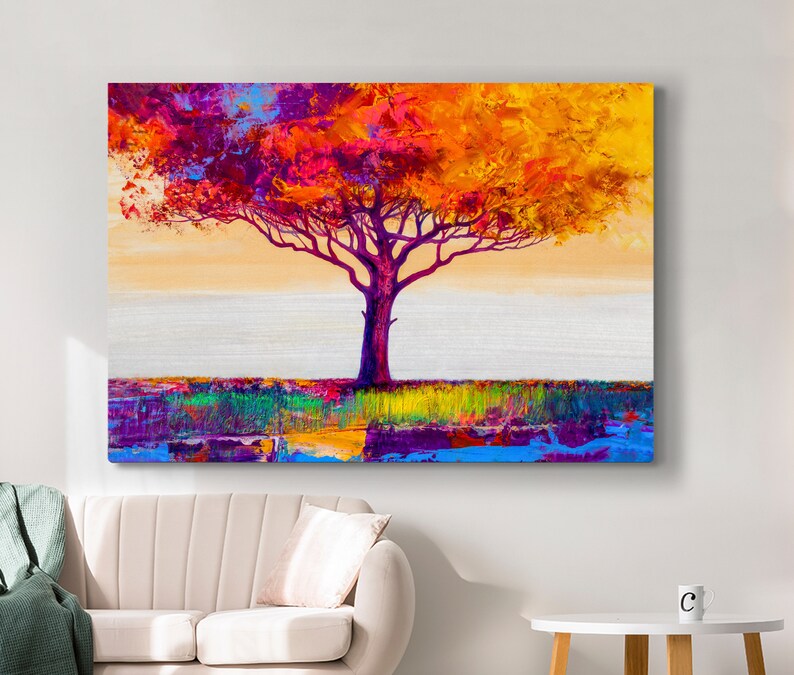Colorful Tree Print Wall Art Nature Canvas Print Tree of Etsy