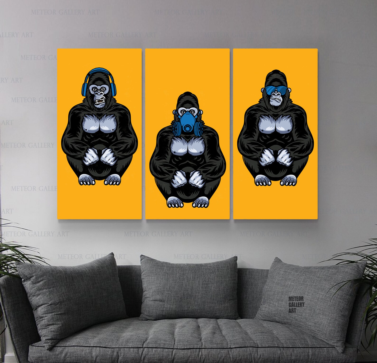 Three Monkeys Canvas Art Wall Art Canvas 3 Wise Monkeys Wall Etsy