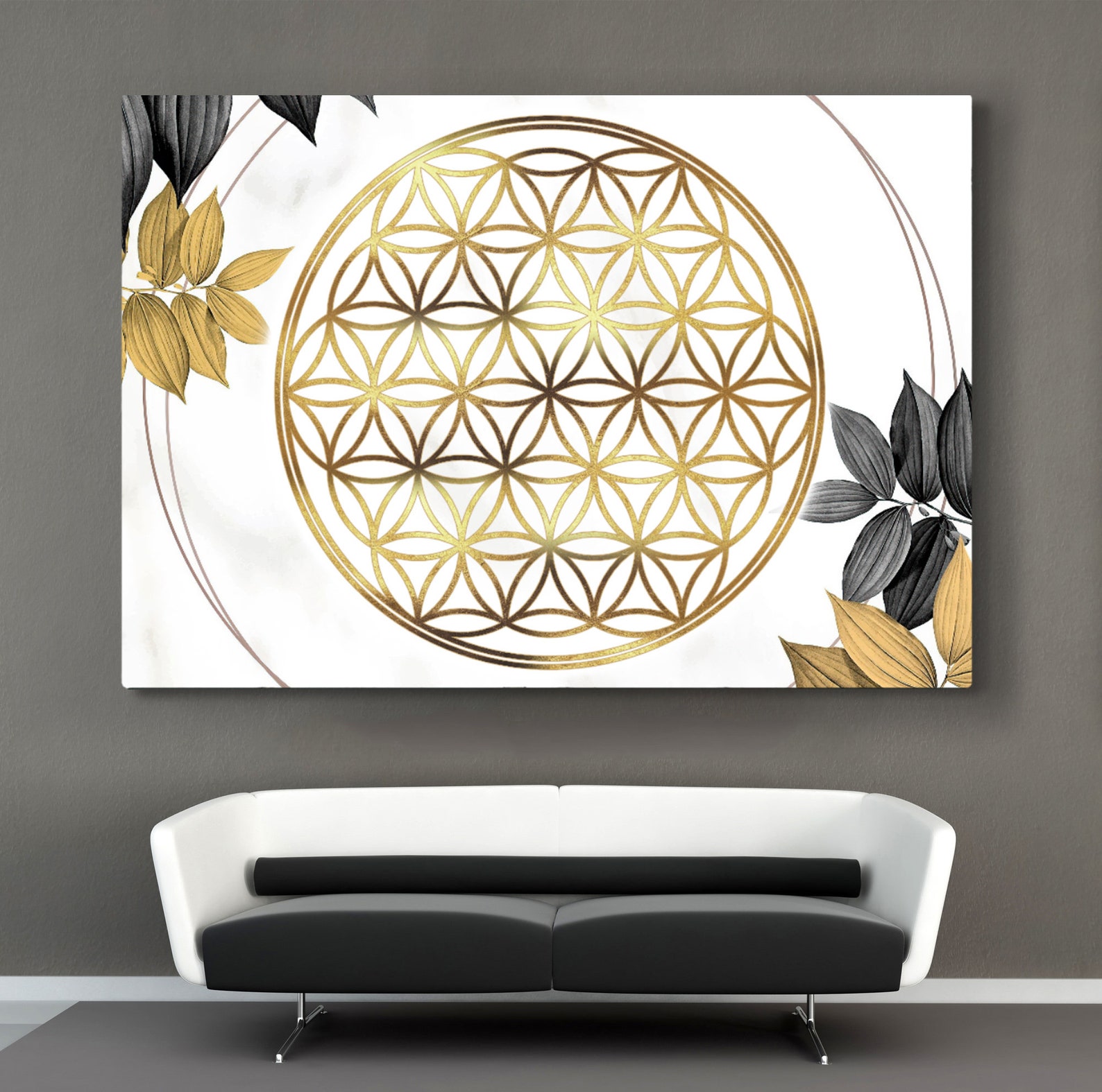 Flower of Life Canvas Wall Art Flower of Life Gold Wall Decor - Etsy