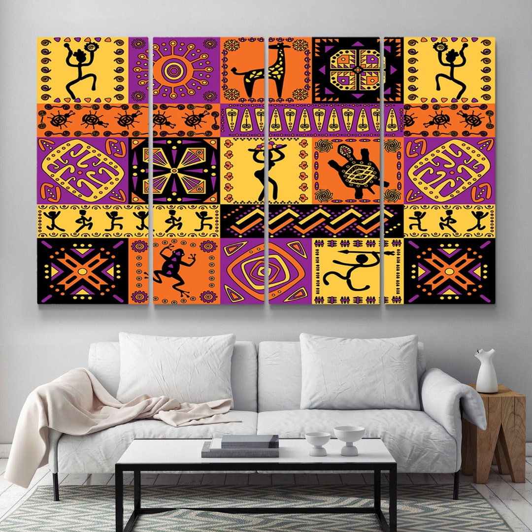 Abstract African Wall Art Canvas Print Colorful Art Painting Etsy
