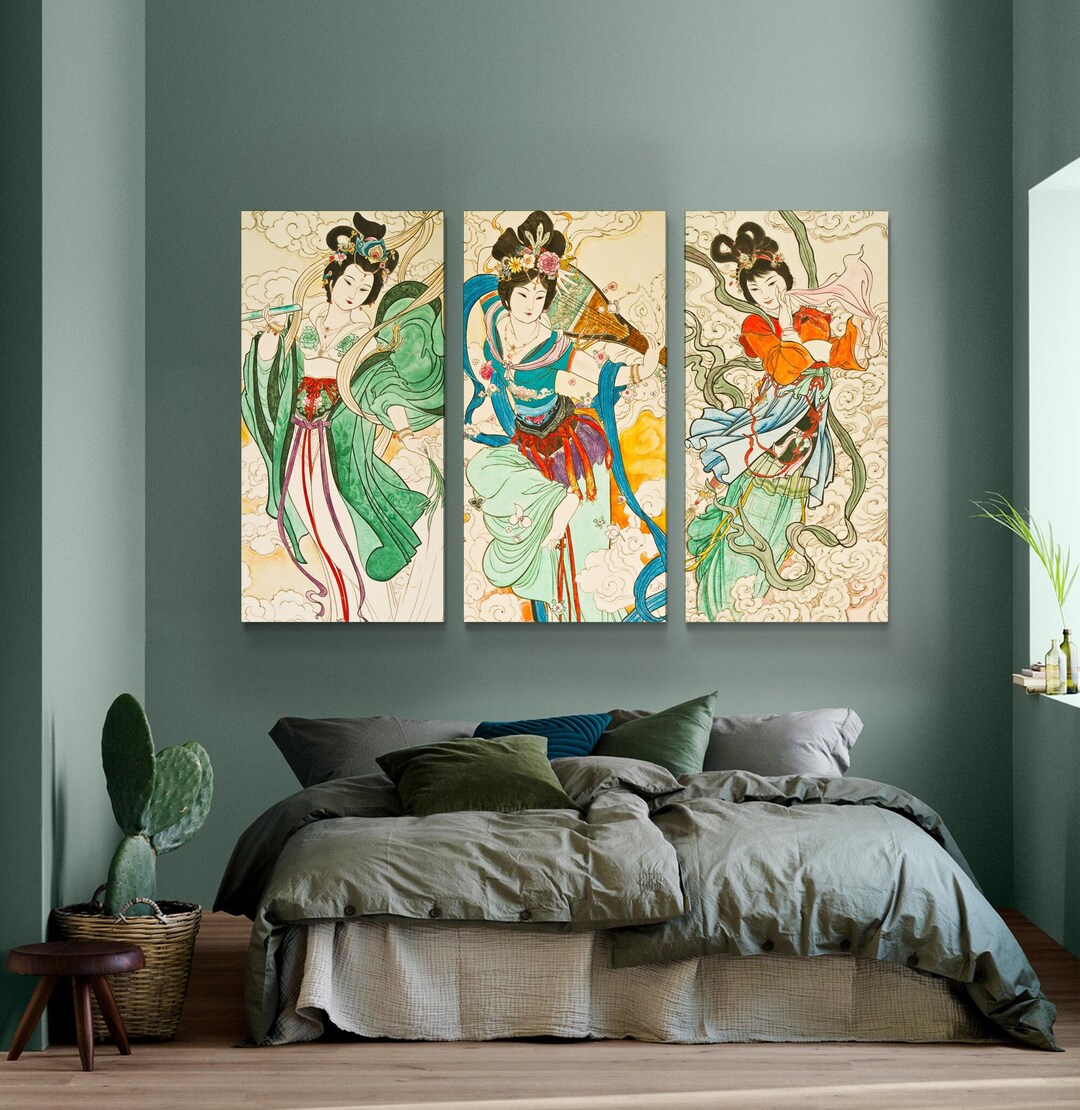 Japanese Woman Wall Art Canvas Print Ethnic Set of 3 - Etsy