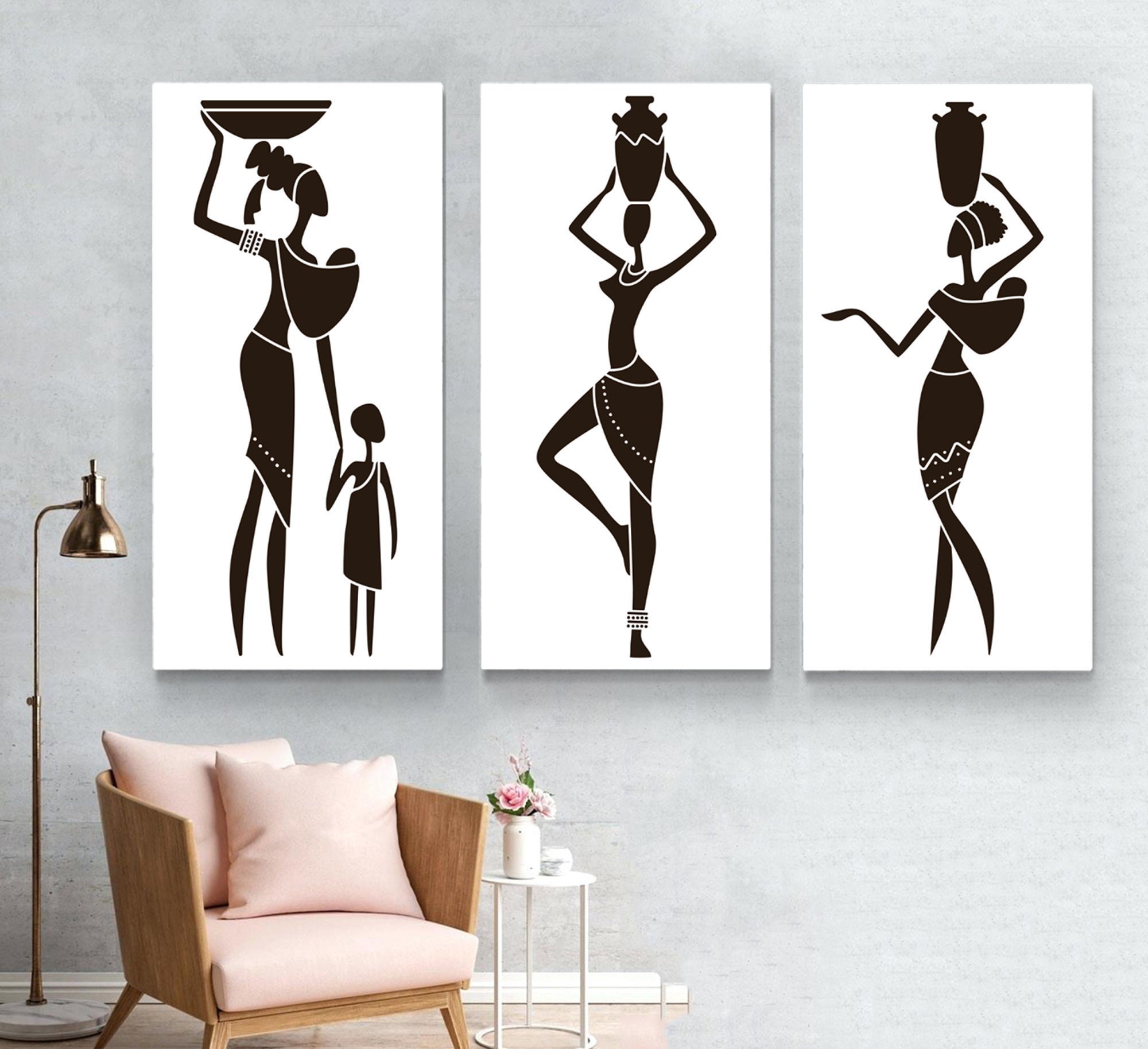 Beautiful African American Canvas Wall Art Set of 3 African | Etsy