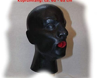 Latex Human Mask mouthpiece and nasal tubes completely black (1437)