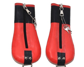 Latex mittens with lockable zipper - Size L - 1 mm extra thick material (4411)