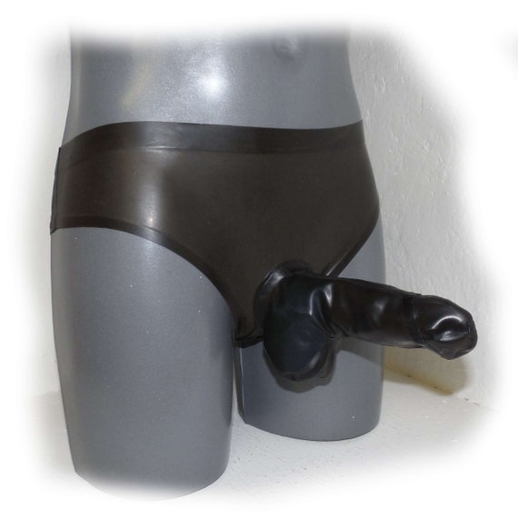 Rubberfashion Latex Panties - Short Latex Slip with Anal Dildo and