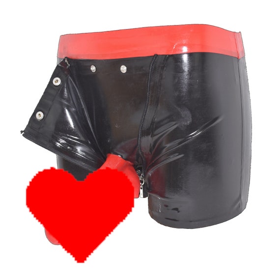 Latex Shorts With Double Zipper/inner Condom 0.4 Mm Size S 4359