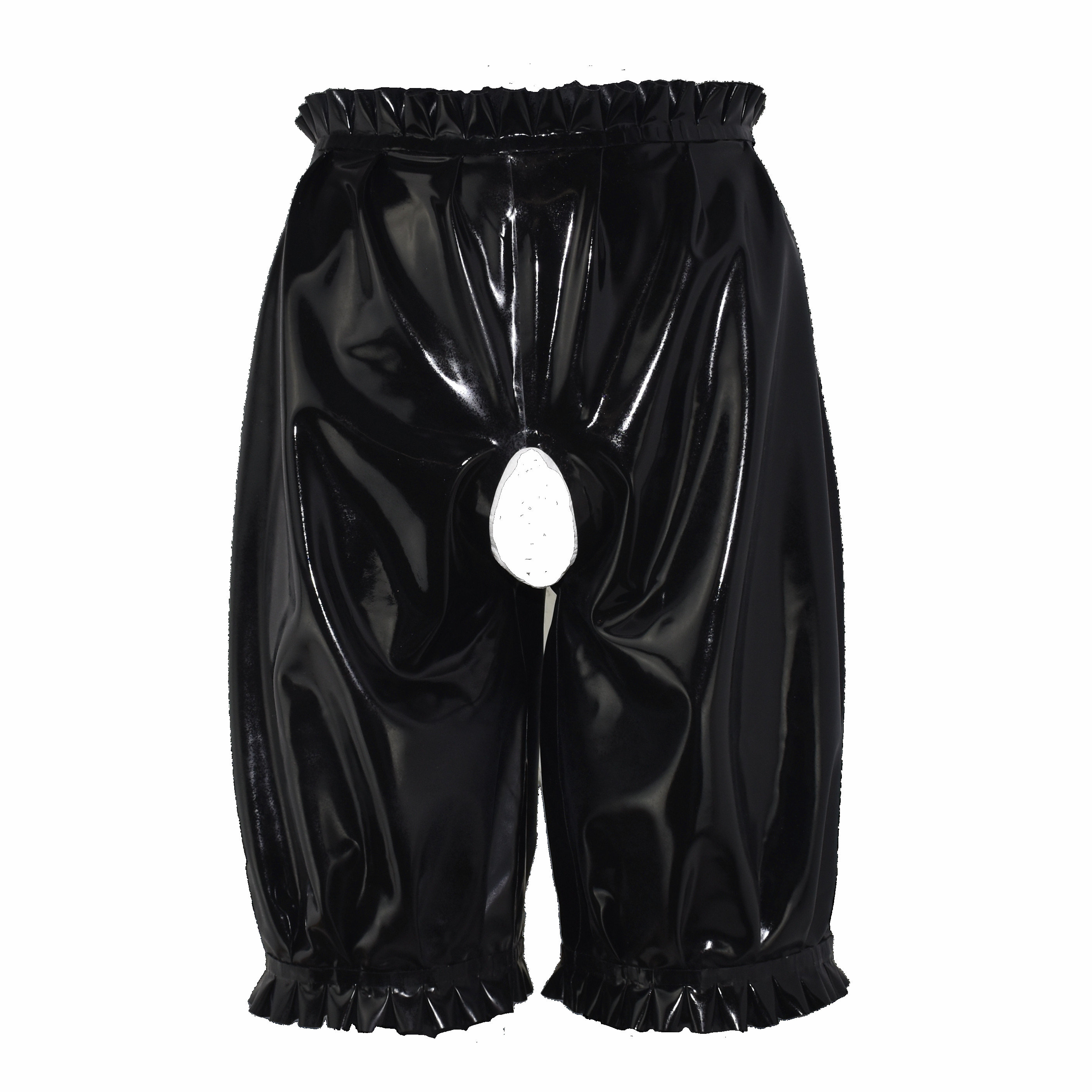 Latex Pants With Ruffles, Open Crotch, Hand Made Size 3XL 0.4 Mm