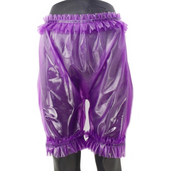 Latex Shorts mit Rüschen Bund und Bein Size: XL - 0,4 mm (2451)