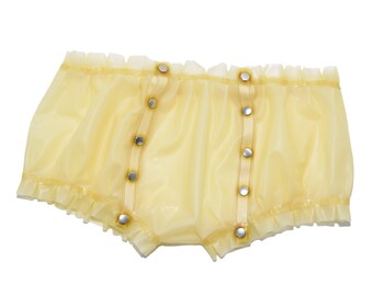 PVC Incontinence Diaper Pants Rubber Pants Adult Baby Yellow Transparent 