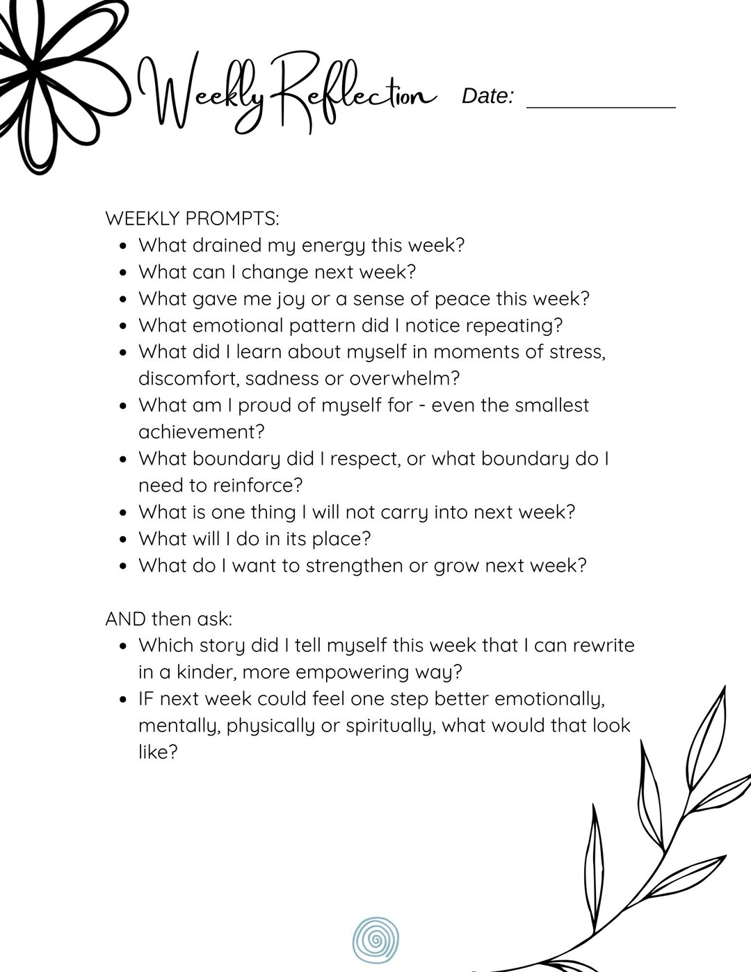 Weekly Reflection Worksheet | Guided Self-discovery PDF | Emotional ...