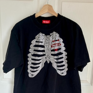 Vintage Rhinestone Ribcage T-shirt Size Large | Vintage Tee | Bedazzled