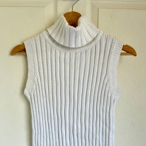 Vintage 100% Cotton Ribbed Sleeveless Turtleneck Knit Top Size Small | 90&#39;s Style | The Limited