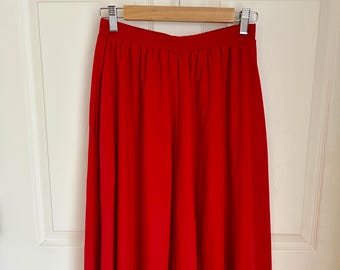 Vintage 80's Red High Waisted Circle Skirt with Pockets Size Small | Vintage Women's Clothing
