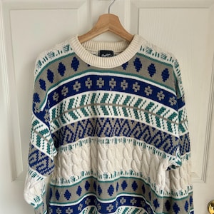 Vintage 90&#39;s Men&#39;s 100% Cotton Sweater Size Medium | American Original Sweater Co | Nordic Sweater
