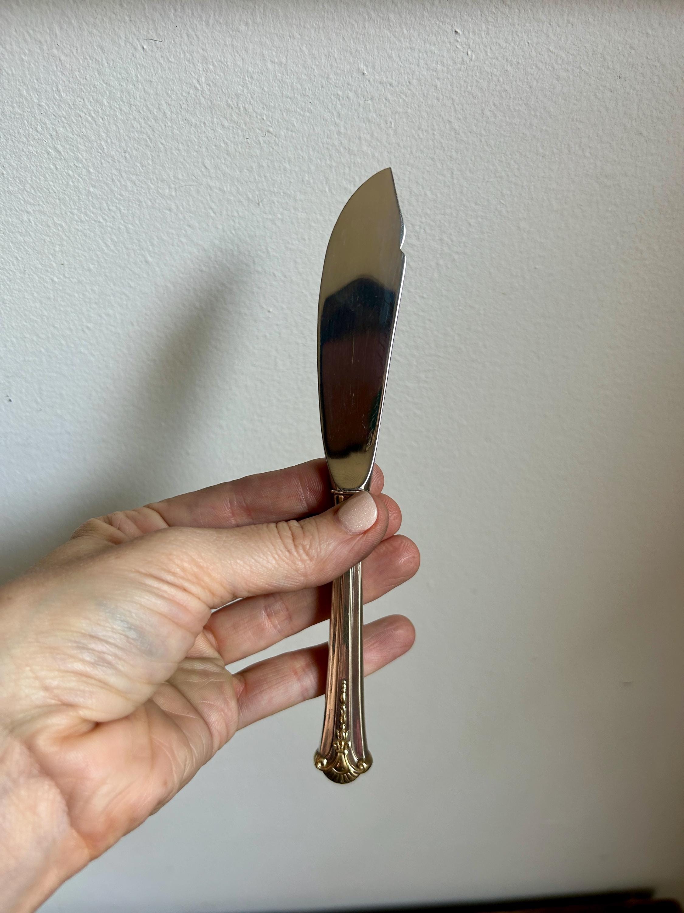 Vintage S Kirk & Son Sterling Silver Butter Knife | Gold Accent - Etsy