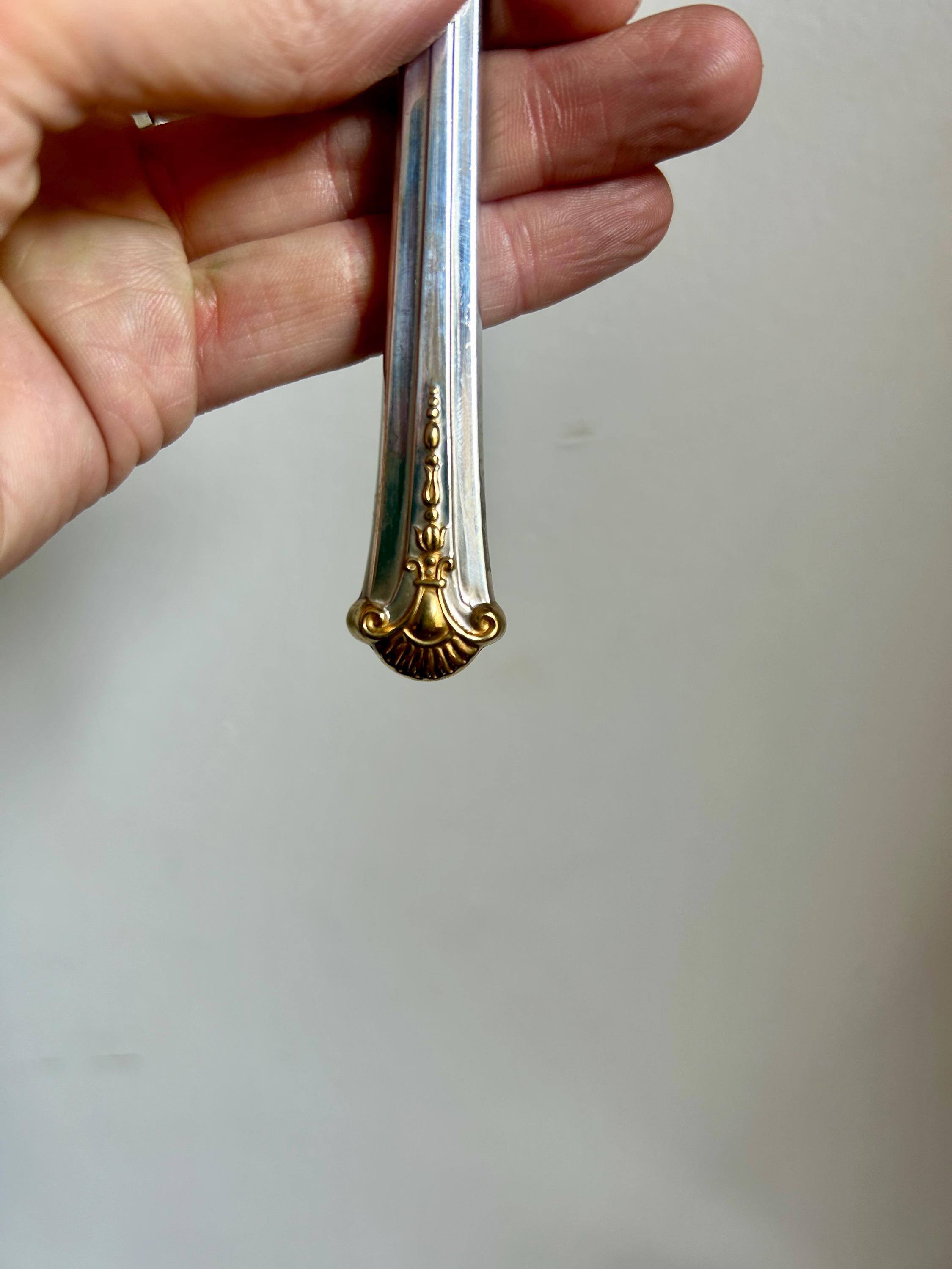 Vintage S Kirk & Son Sterling Silver Bread Knife | Gold Accent - Etsy