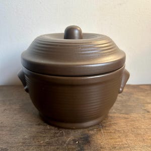 Vintage Polish Ceramic Lidded Bean Pot with Handles | Farmhouse Cottagecore Kitchen